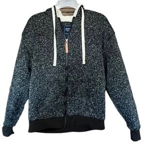 Men's Heavyduty Zip Up Hoodie Warm Sherpa Lined Sweater Jacket, Navy Size: Small